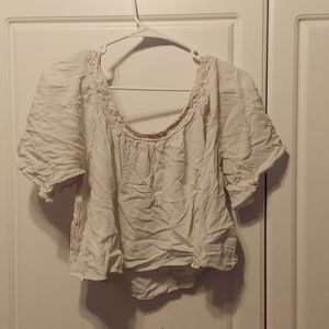 White off-the-shoulder crop top